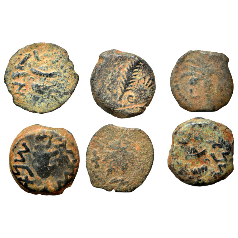 Group lot of 6 Ancient Judaean coins. F. Sold as seen, no returns.