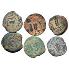 Group lot of 6 Ancient Judaean coins. F. Sold as seen, no returns.