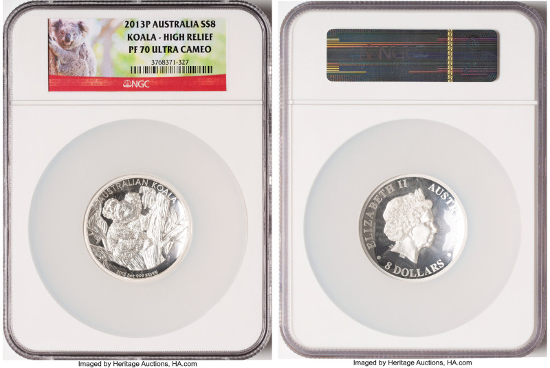 Elizabeth II Proof "Koala - High Relief" 8 Dollars 2013-P PR70 Ultra Cameo NGC, ...