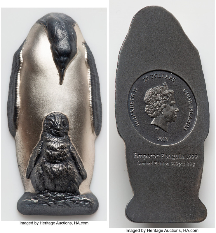 Elizabeth II silver "Emperor Penguin" 20 Dollars 2018, Engraved by Ian Rank-Broa...