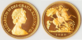 Elizabeth II gold Proof 1/2 Sovereign 1980 UNC, Royal mint, KM922. HID09801242017 © 2024 Heritage Auctions | All Rights Reserved