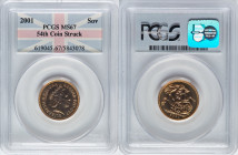 Elizabeth II gold Sovereign 2001 MS67 PCGS, KM1002. 54th coin struck. HID09801242017 © 2024 Heritage Auctions | All Rights Reserved