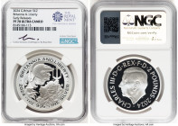 Charles III silver Proof "Britannia & Liberty" 2 Pounds (1 oz) 2024 PR70 Ultra Cameo NGC, KM-Unl. Early Releases. Label signed by Royal Mint Chief Eng...