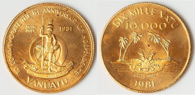 Republic gold "1st Anniversary of Independence" 10000 Vatu 1981, Royal mint. Accompanied by original box. HID09801242017 © 2024 Heritage Auctions | Al...