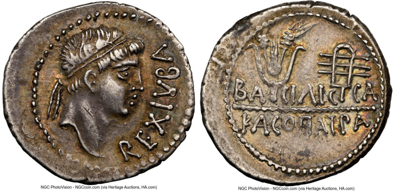 MAURETANIAN KINGDOM. Juba II (25 BC-AD 23/24), with Cleopatra Selene. AR denariu...