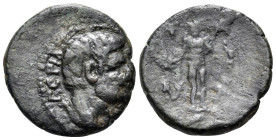 BOEOTIA. Tanagra. Germanicus, 5-19. (Bronze, 16.5 mm, 3.00 g, 5 h). ΓΕΡΜΑΝΙΚΟϹ Bare head of Germanicus to right. Rev. T-A-N_A Apollo standing facing, ...