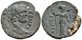 ACHAEA. Aegaera. Septimius Severus, 193-211. (Bronze, 22 mm, 4.97 g, 3 h). [...S]EBHPO[...] Laureate head of Septimius Severus to right. Rev. ΑΙΓΕΙ-ΡΑ...