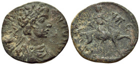 ACHAEA. Pellene. Caracalla, 197-218. Assarion (Bronze, 23 mm, 4.88 g, 6 h). [A K M AY] ANTΩNI Laureate, draped and cuirassed bust of Caracalla to righ...