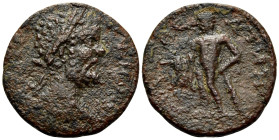 LACONIA. Gythium. Septimius Severus, 193-211. (Bronze, 21.5 mm, 3.82 g, 11 h). ΛOV CEΠ CEOVHPOC ΠE Laureate head of Septimius Severus to right. Rev. Γ...