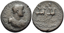 LACONIA. Lacedaemon (Sparta). Hadrian, 117-138. Diassarion (Bronze, 27 mm, 11.46 g, 4 h), 123-129. ΑΥΤΟ ΚΑΙCΑΡ ΤΡΑΙ ΑΔΡΙΑΝΟΣ CΕΒ Laureate, draped and ...