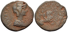 ARCADIA. Mantinaea. Julia Domna, 193-217. (Bronze, 20 mm, 5.24 g, 6 h). ΙΟΥΛΙΑ Δ [...] Draped bust of Julia Domna to right. Rev. [...] MANTIN [...] Po...