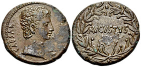 ASIA MINOR. Uncertain mint. Augustus, 27 BC-AD 14. (Bronze, 26 mm, 9.08 g, 1 h). CAESAR Bare head of Augustus to right. Rev. AVGVSTVS within laurel wr...