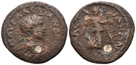 PAPHLAGONIA. Amastris. Elagabalus, 218-222. (Bronze, 20,5 mm, 3.63 g, 1 h). Μ ΑΥΡ ΑΛΕΞΑΝΔΡΟΝ Bare, draped and cuirassed bust of Severus Alexander to r...