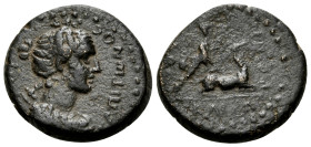 LYDIA. Hierocaesaraea. Time of Nero, 54-68. (Bronze, 14 mm, 2.62 g, 12 h), struck under the high priest Capito, 54-59. [ΕΠΙ Κ]ΑΠΙΤΩΝΟC Draped bust of ...