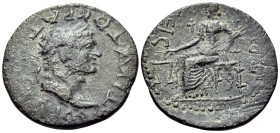 PHRYGIA. Prymnessus. Titus, as Augustus, 79-81. (Bronze, 20 mm, 2.88 g, 12 h). ΤΙ ΑΥΤΟΚΡΑΤΟΡΑ ΚΑΙCΑΡ Laureate bust of Titus to right. Rev. ΠΡΥΜΝ-ΗCΕΙC...