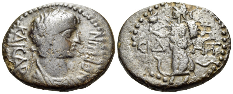 PAMPHYLIA. Side. Nero, 54-68. (Bronze, 20.5 mm, 4.66 g, 12 h). NЄPωN KAICAP Laur...