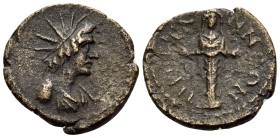 PISIDIA. Prostanna. Time of Antoninus Pius, 138-161. (Bronze, 16 mm, 2.31 g, 6 h), Pseudo-autonomous issue. Radiate and draped bust of Helios to right...