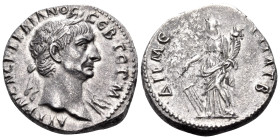 CAPPADOCIA. Caesarea. Trajan, 98-117. Didrachm (Silver, 21.5 mm, 6.86 g, 7 h). Laureate head of Trajan to right, his left shoulder draped. Rev. Tyche ...