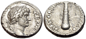 CAPPADOCIA. Caesaraea-Eusebia. Hadrian, 117-138. Didrachm (Silver, 20 mm, 6.90 g, 11 h), circa 128. AΔPIANOC CEBACTOC Laureate head of Hadrian to righ...