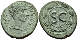 SYRIA. Antioch(?). Augustus, 27 BC-14 AD. (Bronze, 25.5 mm, 8.74 g, 1 h), 5-4 BC. AVGVST·TR·POT Bare head of Augustus to right. Rev. S•C within wreath...