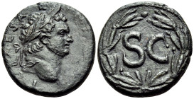 SYRIA, Seleucis and Pieria. Antioch. Titus, as Caesar, 69-79. (Bronze, 22 mm, 7.40 g, 12 h). T CAESAR IMP PONT Laureate head of Titus to right. Rev. S...