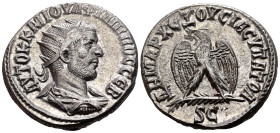 SYRIA, Seleucis and Pieria. Antioch. Philip I, 244-249. Tetradrachm (Silver, 25 mm, 11.55 g, 1 h), 245. ΑΥΤΟΚ Κ Μ ΙΟΥΛ ΦΙΛΙΠΠΟC CΕΒ Radiate, draped an...