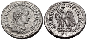 SYRIA, Seleucis and Pieria. Antioch. Philip II, as Augustus, 247-249. Tetradrachm (Silver, 27 mm, 12.23 g, 12 h), Dated regnal year Γ (3) of Philip I ...