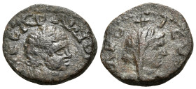 SYRIA, Decapolis. Philadelphia. Elagabalus, 218-222. (Bronze, 15 mm, 2.96 g, 1 h). [ΑΥ(Τ)] ΚΕCΑΡ ΑΝΤΩ[ΝΙΝΟC] Laureate head of Elagabalus to right. Rev...