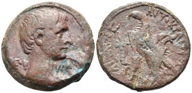 EGYPT. Alexandria. Octavian, 40-27 BC. 80 Drachmai or Diobol (Bronze, 27 mm, 19.80 g, 12 h), 30-28. ΘΕΟΥ ΥΙΟΥ Bare head of Octavian to right. Rev. ΚΑΙ...