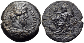 EGYPT. Alexandria. Lucius Verus, 161-169. Drachm (Bronze, 33 mm, 16.77 g, 12 h), Dated regnal year Δ (4) = 163-164. ΟΥΗΡΟC CΕΒ Λ AΥΡΗΛΙΟC Laureate, dr...