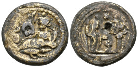 EGYPT. Alexandria. 2nd-3rd century AD. Tessera (Lead, gilt, 15 mm, 2.79 g). Nilus reclining to left, holding reed with his right hand and cornucopia w...