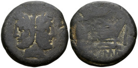 Anonymous, 214-212 BC or circa 190 BC. As (Bronze, 33.5 mm, 29.70 g, 1 h), Corn-ear series, Mint in Sicily (?). Laureate head of Janus; above I (mark ...