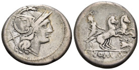 Anonymous, 179-170 BC. Denarius (Silver, 19.5 mm, 3.74 g, 10 h), Fly series, Rome mint. Helmeted head of Roma to right; behind, X (mark of value). Rev...
