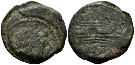 P. Cornelius Sulla, 151 BC. Semis (Bronze, 21.5 mm, 12.86 g, 6 h), Rome. Laureate head of Janus; behind, S (mark of value). Rev. P·SVLA / ROMA Prow to...
