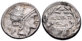 Q. Lutatius Cerco, 109-108 BC. Denarius (Silver, 18.5 mm, 3.91 g, 12 h), Rome mint. ROMA / CERCO Head of Roma (or Mars) to right, wearing helmet decor...