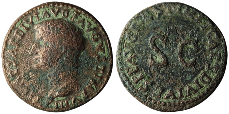 Tiberius (14-37 AD). Restitution issue, struck under Titus (80-81 AD). Rome
AE A...