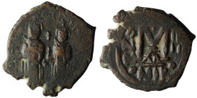 SASANIAN KINGS. Khosrau II (AD 591-628). imitating a Byzantine follis of Heraclius with Heraclius Constantine from Nicomedia (Sear 834), struck in an ...