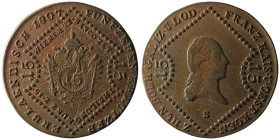 House of Habsburg. Franz I (1792)-1806-1835. Vienna
15 Kreuzer 1807 (35mm, 13,56g)