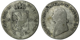 GERMANY. Prussia. Wilhelm III (1797 - 1840)
4 Groschen (1/6 Taler) 1802 (25mm, 5,10g)