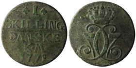 DENMARK. Christian VII (1766-1808)
1 Skilling 1771 (30mm, 11,41g)