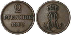 GERMANY. Hannover. Ernst August I (1837-1851)
2 Pfennige 1850 (23mm, 4,87g)