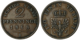 GERMANY. Prussia. Wilhelm I (1861-1888)
2 Pfennige 1868 (20mm, 2,93g)