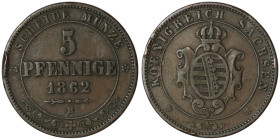 GERMANY. Johann (1854-1873)
5 Pfennige 1862 (25mm, 7,29g)