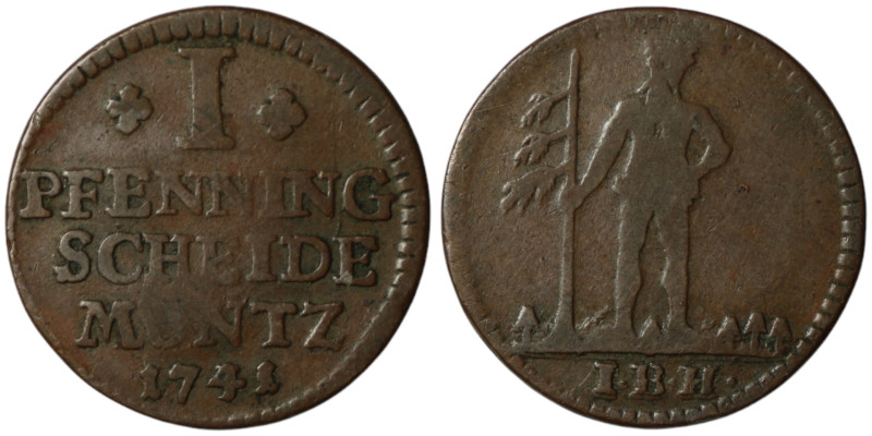 GERMANY. Kingdom of Hannover, Georg II (1727-1760)
1 Pfennig 1741 (21mm, 3,34g)