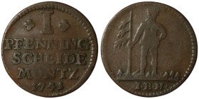 GERMANY. Kingdom of Hannover, Georg II (1727-1760)
1 Pfennig 1741 (21mm, 3,34g)