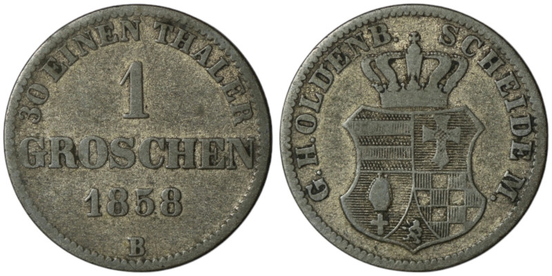 GERMANY. Peter II (1853-1900)
1 Groschen 1858 (18mm, 2,04g)