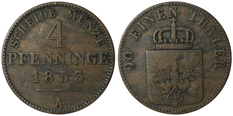 GERMANY. Prussia. Friedrich Wilhelm IV (1840-1861)
4 Pfennige 1853 (26mm, 5,85g)
