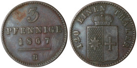 GERMANY. Prussia. Wilhelm I (1861-1888)
3 Pfennig 1867 (24mm, 4,46g)