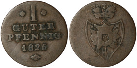 GERMANY. Schaumburg-Lippe. Georg Wilhelm (1807-1860)
Pfennig 1826 (19mm, 2,28g)