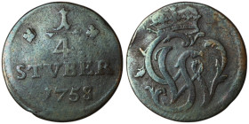 GERMANY. Johann Ludwig Adolf (1706-1762)
1/4 Stüber 1758 (22mm, 2,06g)